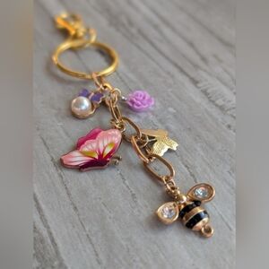 Charming Gold and Purple Keychain Bag Charm